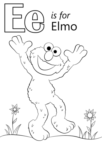 Letter E Is For Elmo Coloring Page